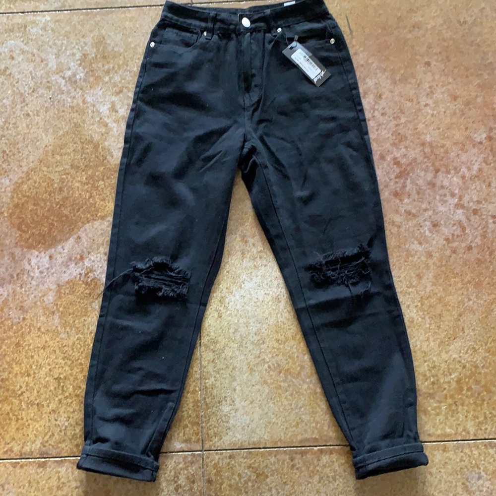 Nasty Gal high waisted distressed mom jeans